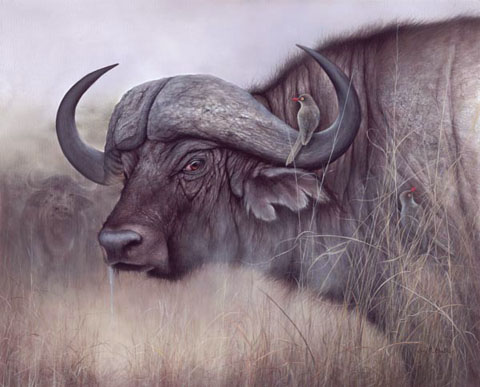"Big Boss Man" caped buffalo by American wildlife artist Larry K. Martin