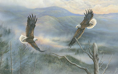 "Smoky Mtn Courtship" Bald Eagle by American wildlife artist Larry K. Martin