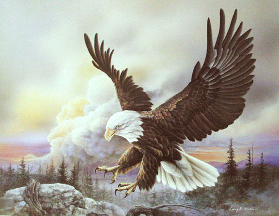 "Spacious Skies I" Bald Eagle from America the Beautiful Series by American wildlife artist Larry K. Martin