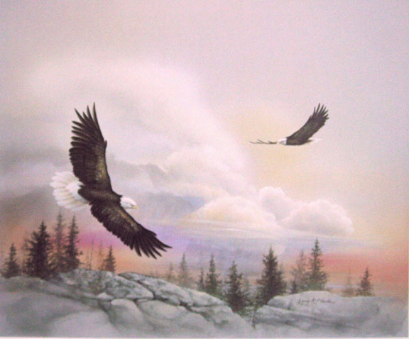 "Spacious Skies II" Bald Eagle from the America the Beautiful Series by American wildlife artist Larry K. Martin