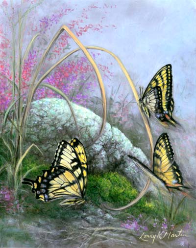 "Swallowtails" butterflies by American wildlife artist Larry K. Martin